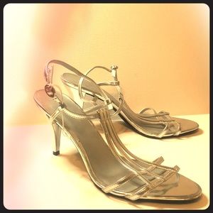 Silver Fioni heeled slippers
